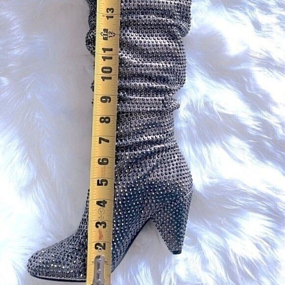 - NEW I.N.C Gerii grey Metallic Slouch Studded Boots Women shoes Pewter |5… - Picture 8 of 9